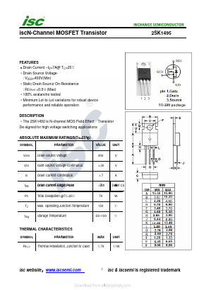 2SK1495 Datasheet PDF Inchange Semiconductor