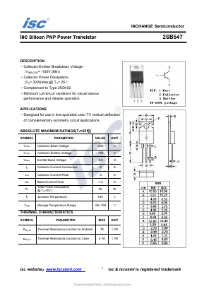 B547 Datasheet PDF Inchange Semiconductor