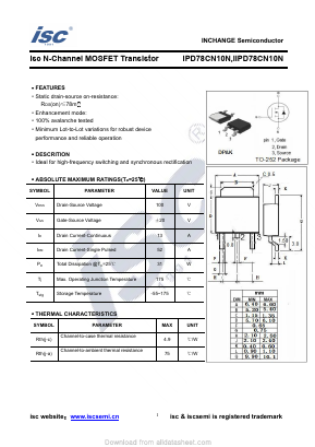IIPD78CN10N Datasheet PDF Inchange Semiconductor