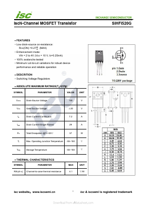 SIHFI520G Datasheet PDF Inchange Semiconductor