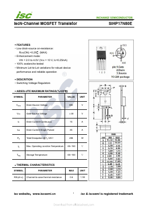 SIHP17N80E Datasheet PDF Inchange Semiconductor