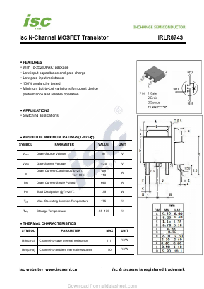 IRLR8743 Datasheet PDF Inchange Semiconductor