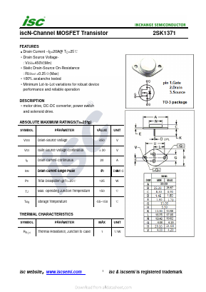 2SK1371 Datasheet PDF Inchange Semiconductor
