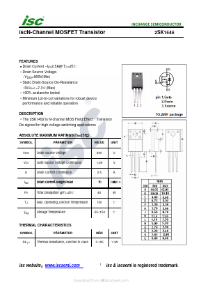 K1546 Datasheet PDF Inchange Semiconductor
