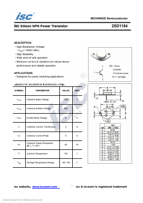 2SD1184 Datasheet PDF Inchange Semiconductor