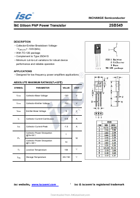 B549 Datasheet PDF Inchange Semiconductor