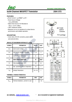 2SK1372 Datasheet PDF Inchange Semiconductor
