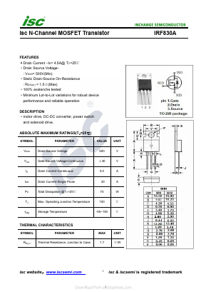 IRF830A Datasheet PDF Inchange Semiconductor
