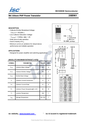 2SB901 Datasheet PDF Inchange Semiconductor
