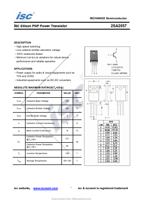 A2057 Datasheet PDF Inchange Semiconductor