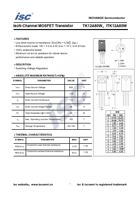 TK12A80W Datasheet PDF Inchange Semiconductor