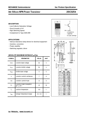 2SC3254 Datasheet PDF Inchange Semiconductor