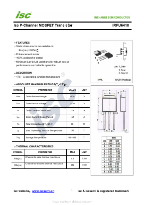 IRFU5410 Datasheet PDF Inchange Semiconductor