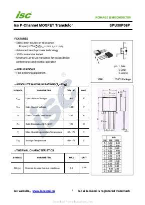 SPU30P06P Datasheet PDF Inchange Semiconductor