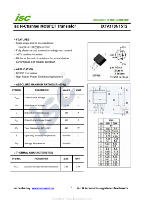 IXFA110N15T2 Datasheet PDF Inchange Semiconductor