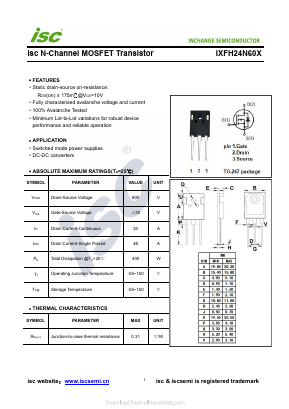 IXFH24N60X Datasheet PDF Inchange Semiconductor