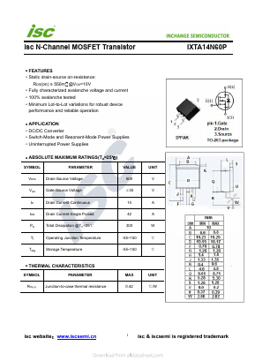 IXTA14N60P Datasheet PDF Inchange Semiconductor