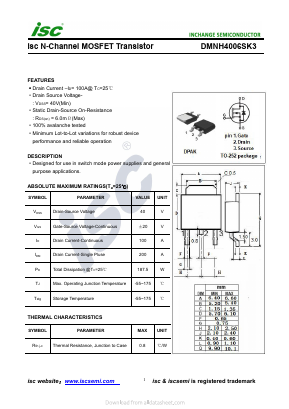 DMNH4006SK3 Datasheet PDF Inchange Semiconductor