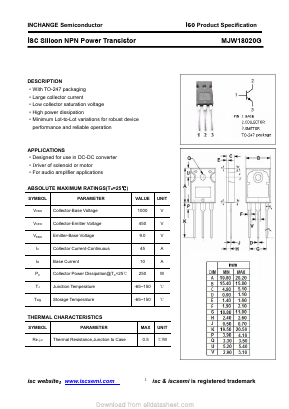 MJW18020G Datasheet PDF Inchange Semiconductor