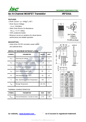 IRF530A Datasheet PDF Inchange Semiconductor