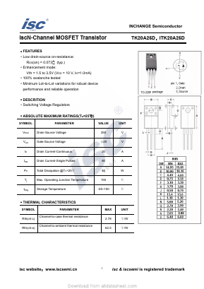 TK20A25D Datasheet PDF Inchange Semiconductor