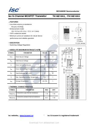TK18E10K3 Datasheet PDF Inchange Semiconductor