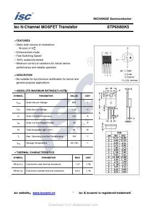 STP6N80K5 Datasheet PDF Inchange Semiconductor