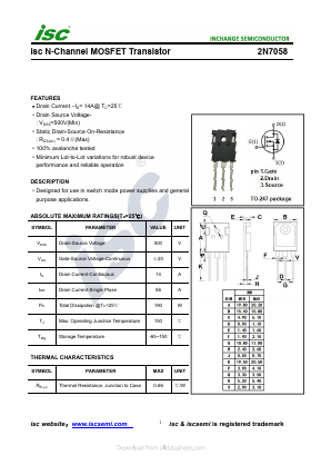 2N7058 Datasheet PDF Inchange Semiconductor