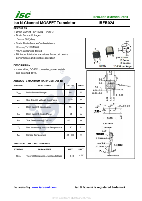 IRFR024 Datasheet PDF Inchange Semiconductor