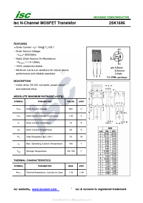 2SK1686 Datasheet PDF Inchange Semiconductor