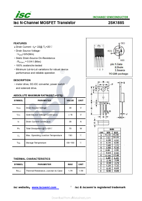 2SK1885 Datasheet PDF Inchange Semiconductor