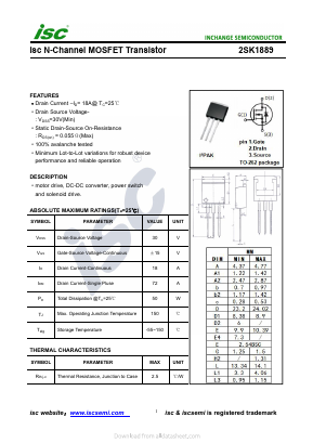 2SK1889 Datasheet PDF Inchange Semiconductor