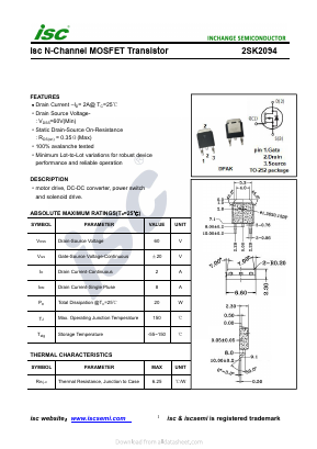 2SK2094 Datasheet PDF Inchange Semiconductor