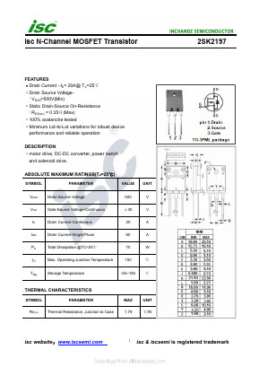 2SK2197 Datasheet PDF Inchange Semiconductor