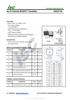 2SK2213S Datasheet PDF Inchange Semiconductor