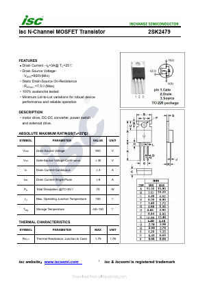 2SK2479 Datasheet PDF Inchange Semiconductor