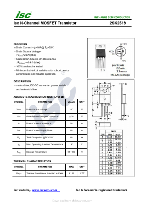 2SK2519 Datasheet PDF Inchange Semiconductor