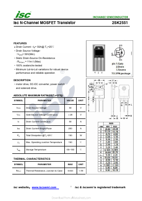 2SK2551 Datasheet PDF Inchange Semiconductor