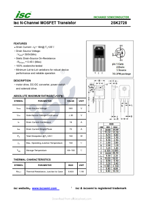 K2728 Datasheet PDF Inchange Semiconductor