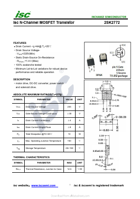 2SK2772 Datasheet PDF Inchange Semiconductor
