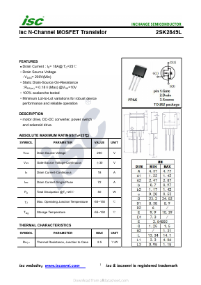 2SK2849L Datasheet PDF Inchange Semiconductor