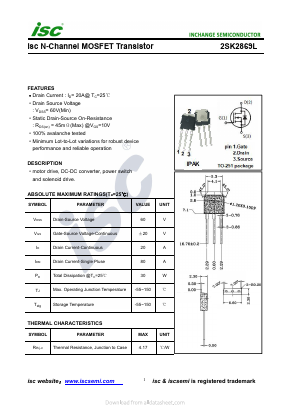 2SK2869L Datasheet PDF Inchange Semiconductor