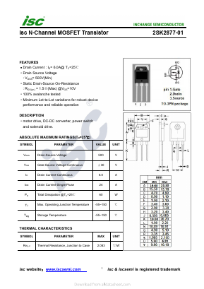 2SK2877-01 Datasheet PDF Inchange Semiconductor