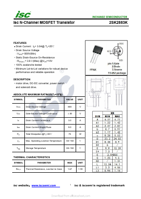 2SK2883K Datasheet PDF Inchange Semiconductor
