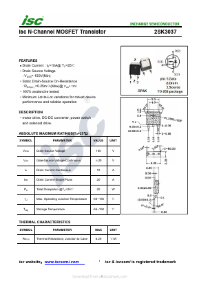 2SK3037 Datasheet PDF Inchange Semiconductor