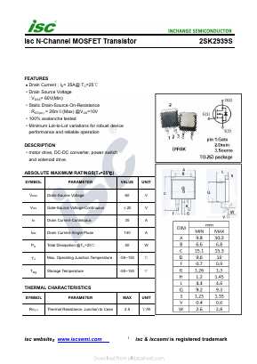 2SK2939S Datasheet PDF Inchange Semiconductor
