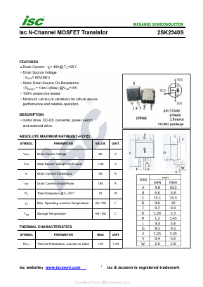 2SK2940S Datasheet PDF Inchange Semiconductor