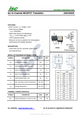 2SK2949S Datasheet PDF Inchange Semiconductor