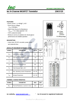 2SK3129 Datasheet PDF Inchange Semiconductor