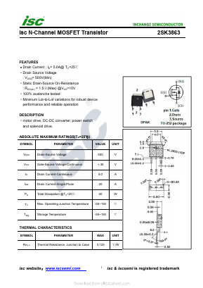 K3863 Datasheet PDF Inchange Semiconductor